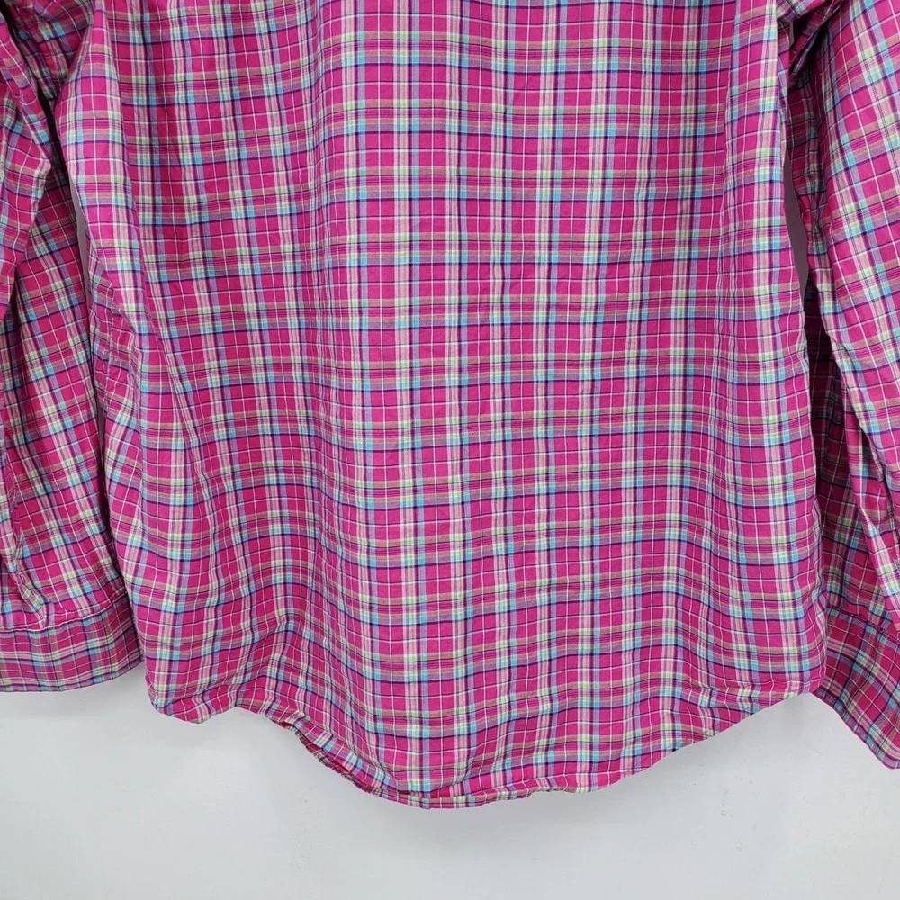 Polo Ralph Lauren Mens XL Pink Plaid Cotton Long Sleeve Button Down Shirt Preppy